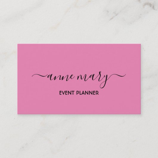 Pink Girly Trendy Calligraphy Event Planner Klasse Visitenkarte (Vorderseite)
