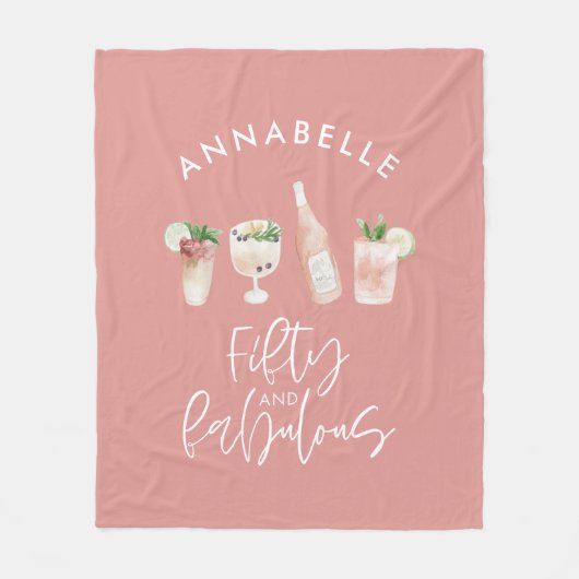 Pink Girly Water Color 50 und fabelhaften Geburtst Fleecedecke (Vorderseite)