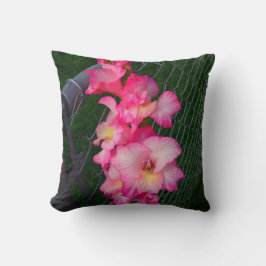 Pink Gladiola Blume Kissen