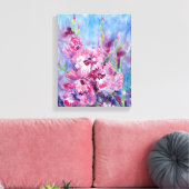 "Pink Gladioli" Stretched Canvas Print Leinwanddruck (Insitu (Wohnzimmer))