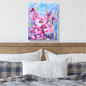 "Pink Gladioli" Stretched Canvas Print Leinwanddruck (Insitu (Schlafzimmer))