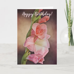 Pink Gladiolus Blume Geburtstagskarte Karte