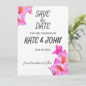 Pink Gladiolus Blume Wasserfarbe Save The Date (Stehend Vorderseite)