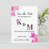 Pink Gladiolus Blume Wasserfarbe Save The Date (Stehend Vorderseite)