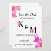 Pink Gladiolus Blume Wasserfarbe Save The Date (Vorne/Hinten)