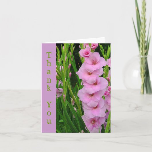 PINK GLADIOLUS "DANK YOU" CARD DANKESKARTE (Vorderseite)