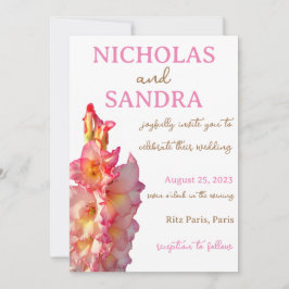Pink Gladiolus Floral Wedding Einladung