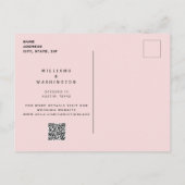 Pink Glam B/W Foto Wedding Save the Date QR Code Postkarte (Rückseite)