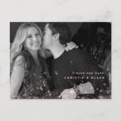 Pink Glam B/W Foto Wedding Save the Date QR Code Postkarte (Vorderseite)