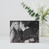 Pink Glam B/W Foto Wedding Save the Date QR Code Postkarte (Stehend Vorderseite)