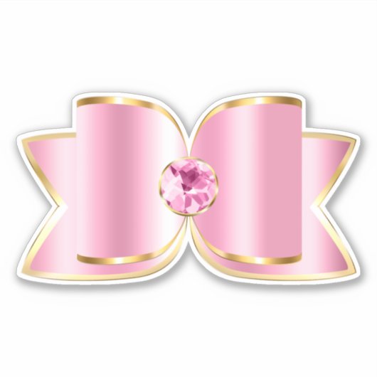 Pink Glam Bow mit Center Gemstone Aufkleber (Vorderseite)