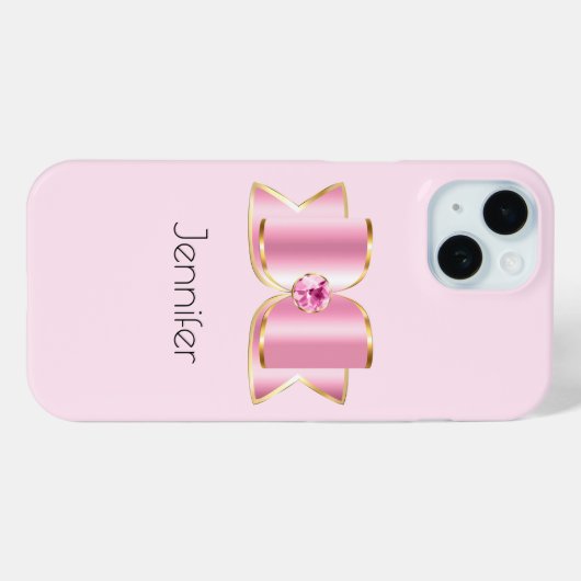 Pink Glam Bow mit Center Gemstone Case-Mate iPhone Hülle (Rückseite (Horizontal))