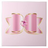 Pink Glam Bow mit Center Gemstone Fliese (Vorderseite)