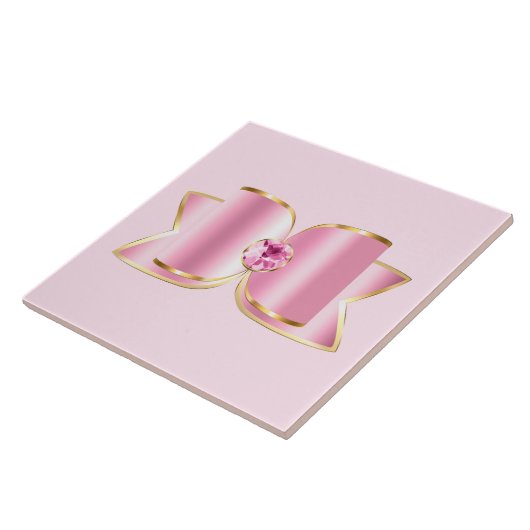Pink Glam Bow mit Center Gemstone Fliese (Seite)