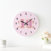 Pink Glam Bow mit Center Gemstone Große Wanduhr (Zuhause)