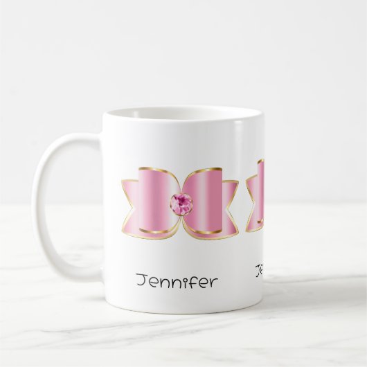 Pink Glam Bow mit Center Gemstone Kaffeetasse (Links)