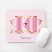 Pink Glam Bow mit Center Gemstone Mousepad (Mit Mouse)
