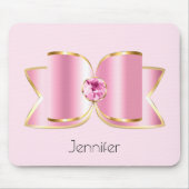 Pink Glam Bow mit Center Gemstone Mousepad (Vorne)