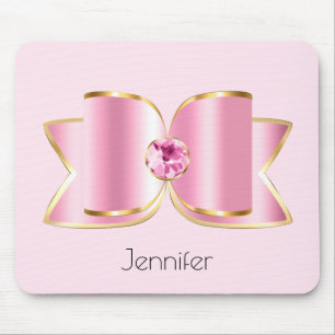 Pink Glam Bow mit Center Gemstone Mousepad