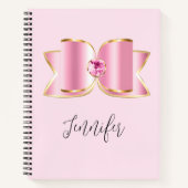 Pink Glam Bow mit Center Gemstone Notizblock (Vorderseite)