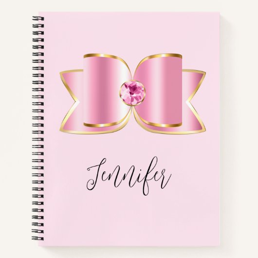 Pink Glam Bow mit Center Gemstone Notizblock (Vorderseite)