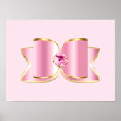 Pink Glam Bow mit Center Gemstone Poster (Vorne)