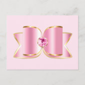 Pink Glam Bow mit Center Gemstone Postkarte (Vorderseite)
