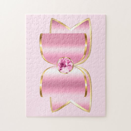 Pink Glam Bow mit Center Gemstone Puzzle (Vertikal)