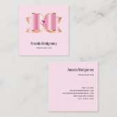 Pink Glam Bow mit Center Gemstone Quadratische Visitenkarte (Vorne/Hinten)