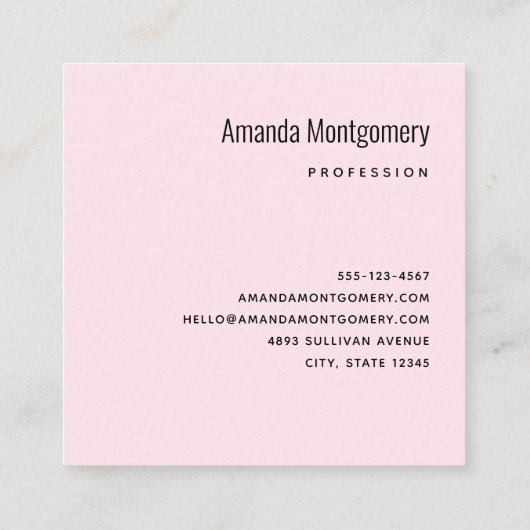 Pink Glam Bow mit Center Gemstone Quadratische Visitenkarte (Rückseite)