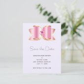 Pink Glam Bow mit Center Gemstone Save the Date Einladungspostkarte (Stehend Vorderseite)