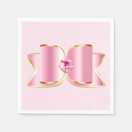 Pink Glam Bow mit Center Gemstone Serviette (Vorderseite)