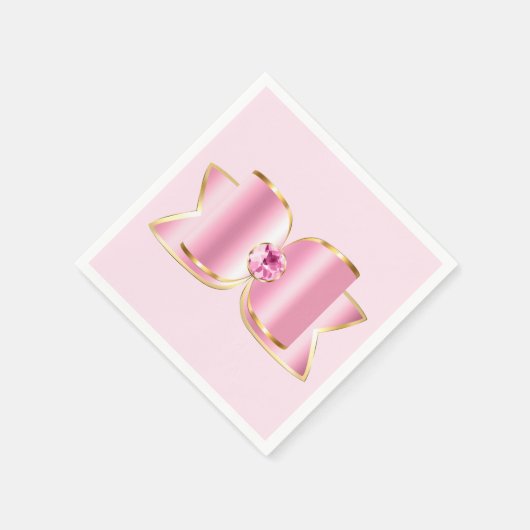 Pink Glam Bow mit Center Gemstone Serviette (Ecke)