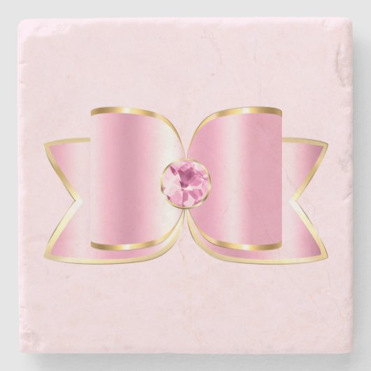 Pink Glam Bow mit Center Gemstone Steinuntersetzer (Vorderseite)