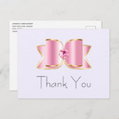 Pink Glam Bow mit Center Gemstone Vielen Dank Postkarte (Vorne/Hinten)