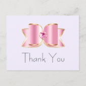 Pink Glam Bow mit Center Gemstone Vielen Dank Postkarte (Vorderseite)