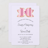 Pink Glam Bow mit einer Mittelsteinzeitung Einladung (Vorne/Hinten)