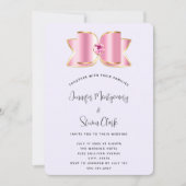 Pink Glam Bow mit einer Mittelsteinzeitung Einladung (Vorderseite)