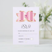 Pink Glam Bow mit einer Mittelsteinzeitung RSVP Karte (Stehend Vorderseite)