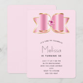 Pink Glam Bow mit Zentrum Gemstone Geburtstag Einladung (Vorne/Hinten)