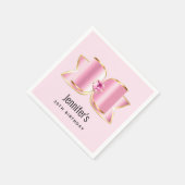 Pink Glam Bow mit Zentrum Gemstone Geburtstag Serviette (Ecke)