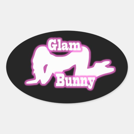Pink Glam Bunny crawl Oval Sticker (Vorderseite)