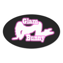 Pink Glam Bunny crawl Oval Sticker