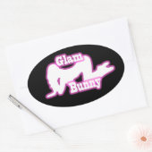 Pink Glam Bunny crawl Oval Sticker (Umschlag)