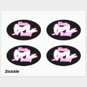 Pink Glam Bunny crawl Oval Sticker (Blatt)