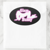 Pink Glam Bunny crawl Oval Sticker (Tasche)