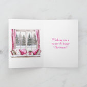 Pink Glam Christmas Trees Window Karte (Innenseite)