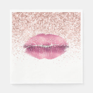 Pink Glam Glitz Glitzer Lippenstufen Serviette