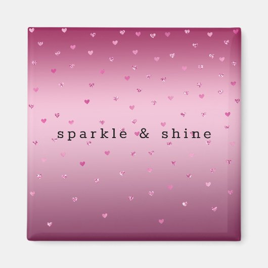 Pink Glam Glitzer Hearts Magnet (Vorne)