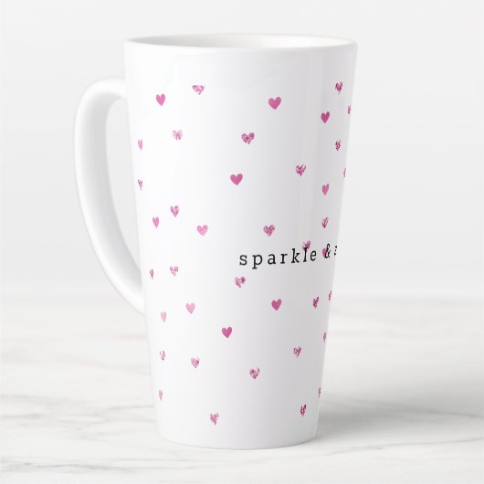 Pink Glam Glitzer Hearts Milchtasse (Linke Ecke)